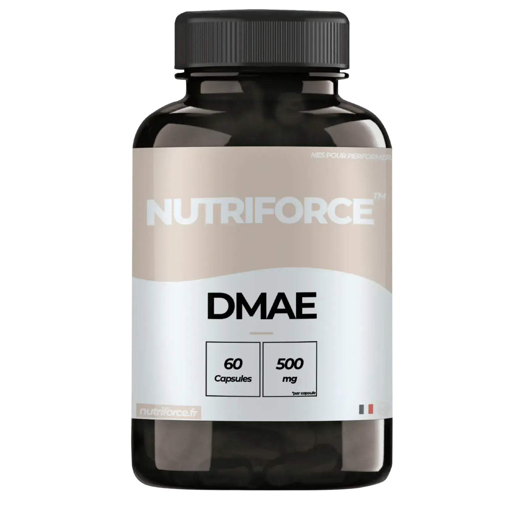 Pot de gélules de DMAE Nutriforce, nootropique pour la cognition, la mémoire et la fermeté de la peau