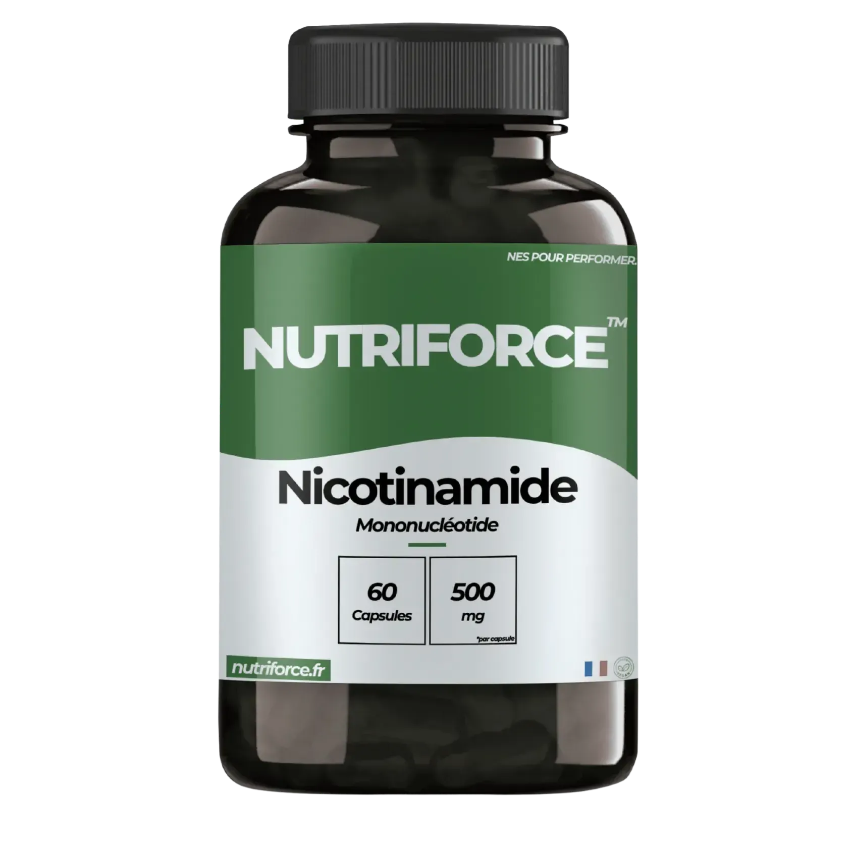 Pot de gélules de NMN Nutriforce, précurseur de NAD+ pour l'énergie cellulaire et la longévité anti-âge