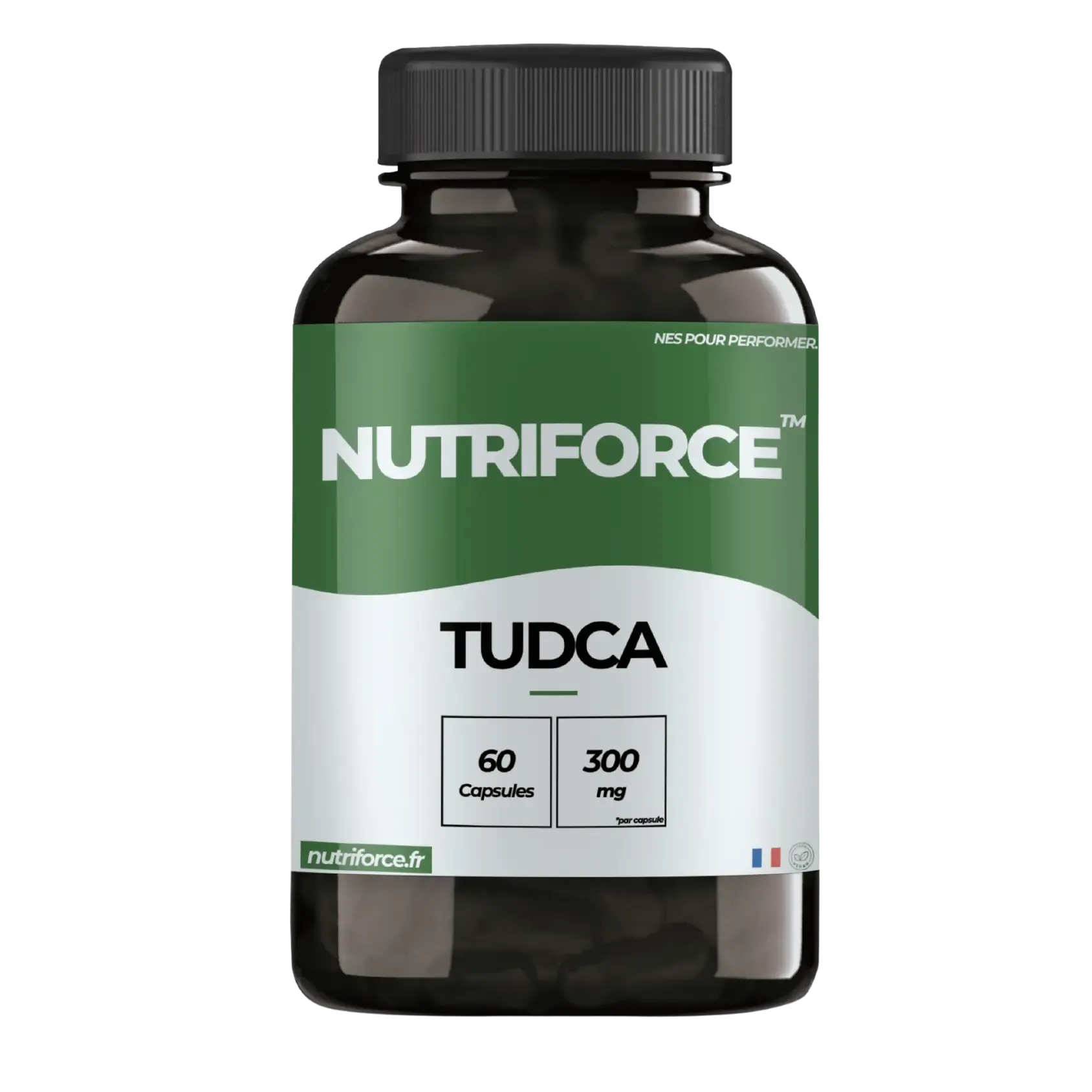 Pot de gélules de TUDCA Nutriforce pour le soutien hépatique, la digestion des graisses et la protection du foie